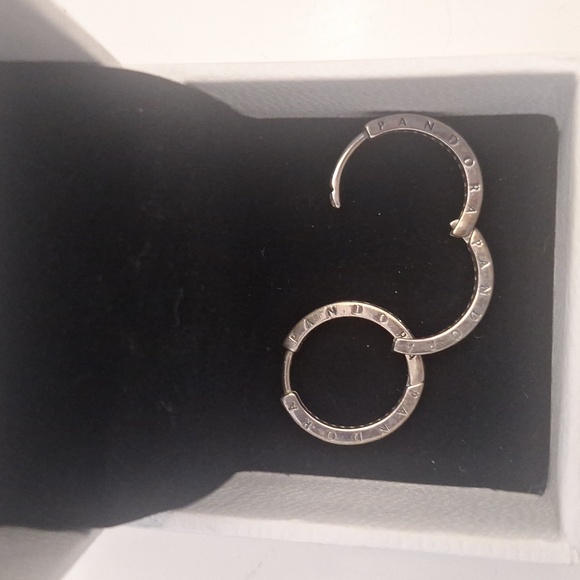 Pandora pave cubic zirconia hoop earrings - Picture 2 of 4